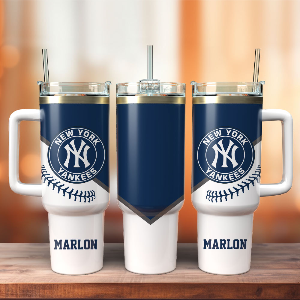 New York Yankees Baseball MLB Sport Custom Stanley Quencher 40oz Stainless Steel Tumbler With Handle