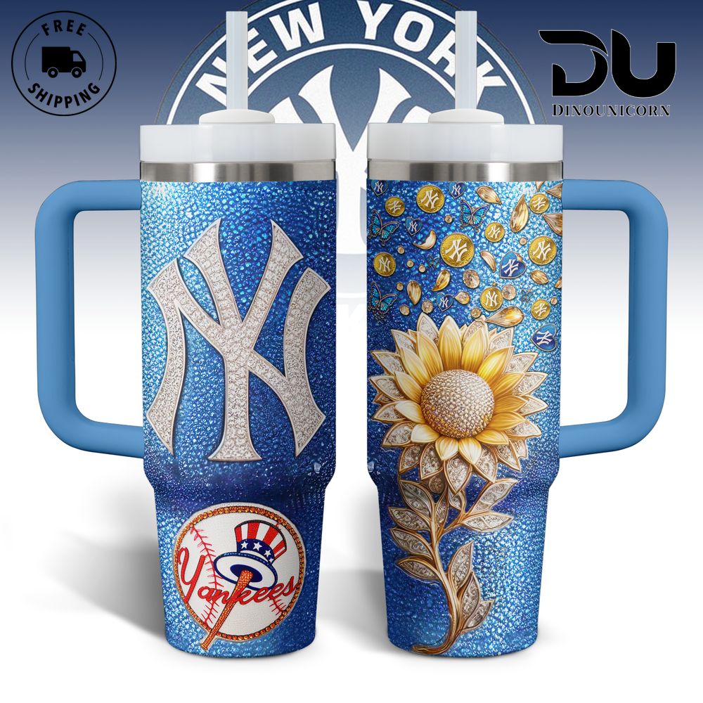 New York Yankees MLB Custom Stanley Quencher 40oz Stainless Steel Tumbler With Handle