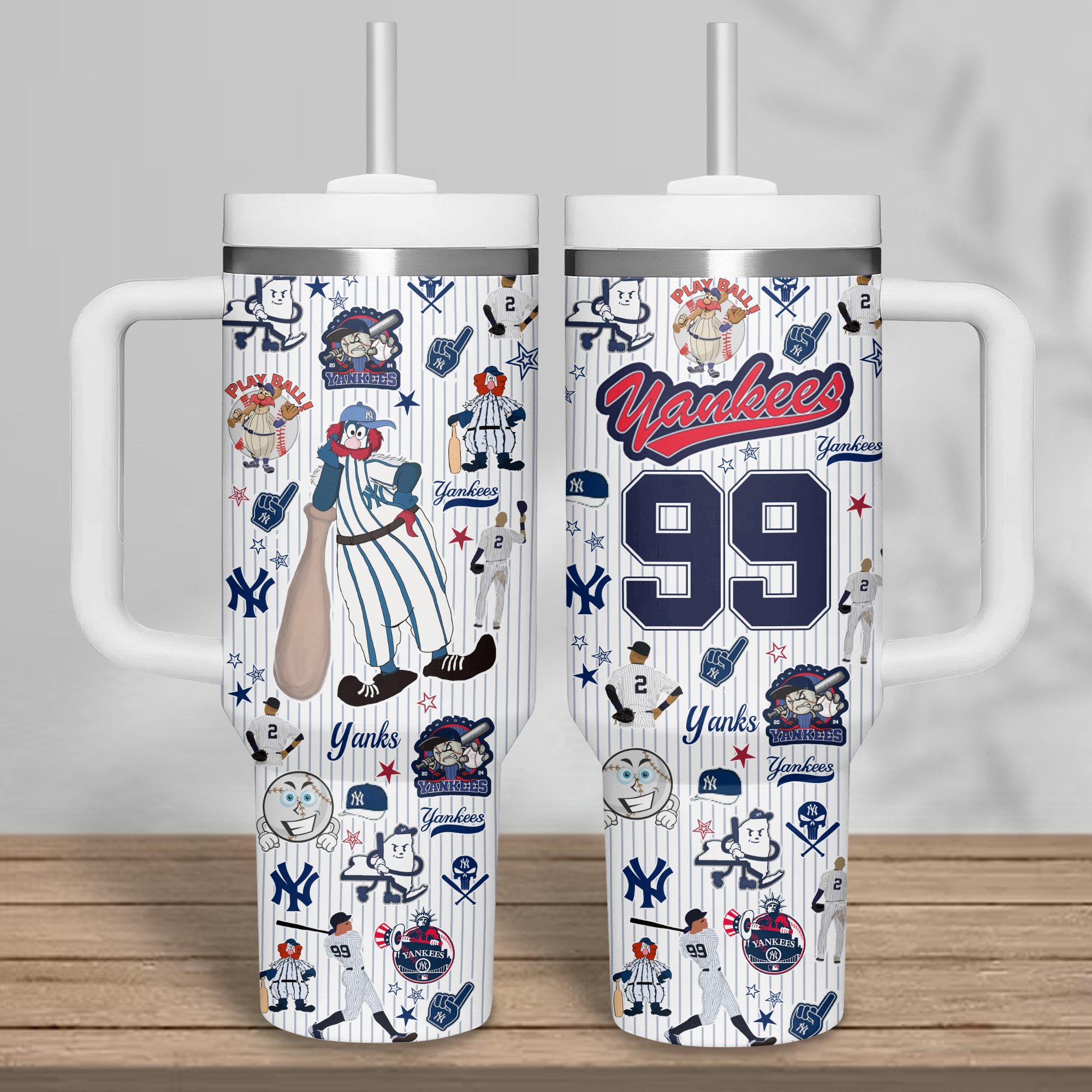 New York Yankees MLB Custom Stanley Quencher 40oz Stainless Steel Tumbler With Handle