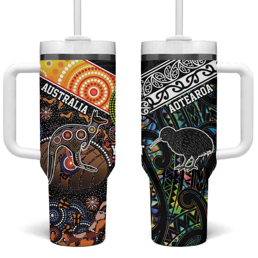 New Zealand and Australia Maori Mix Aboriginal Art Custom Stanley Quencher 40oz Stainless Steel Tumbler With Handle