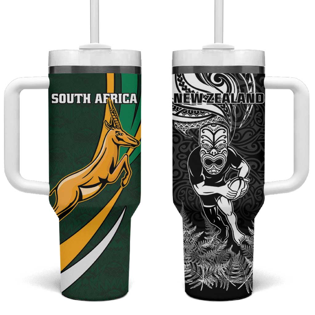 New Zealand and South Africa Rugby Silver Fern Protea Custom Stanley Quencher 40oz Stainless Steel Tumbler With Handle
