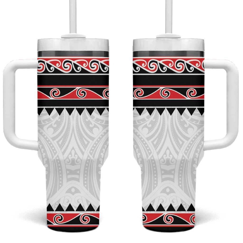 New Zealand Aotearoa With Kowhaiwhai Red Custom Stanley Quencher 40oz Stainless Steel Tumbler With Handle