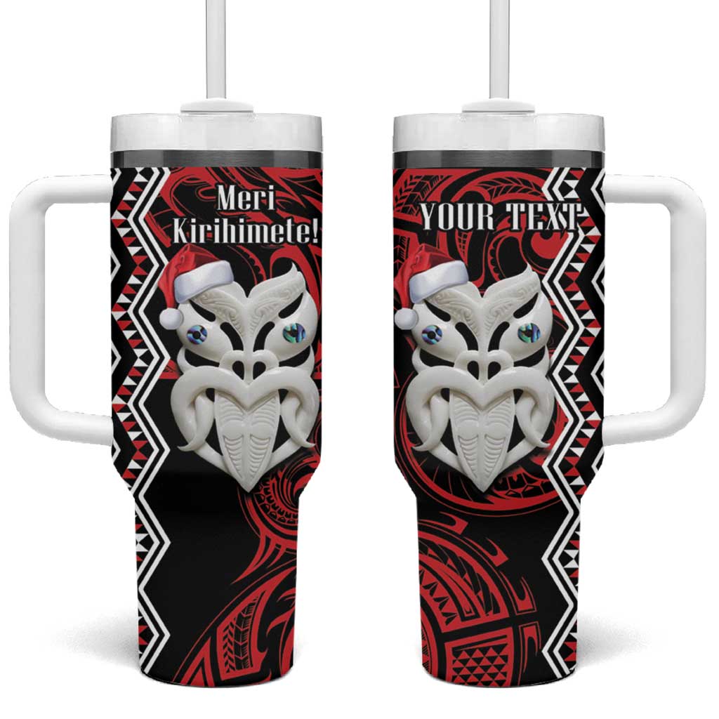 New Zealand Christmas Meri Kirihimete Maori Wheku Taniko Art Custom Stanley Quencher 40oz Stainless Steel Tumbler With Handle