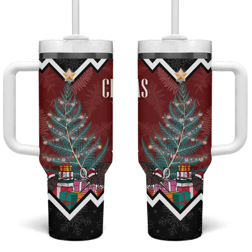 New Zealand Christmas Xmas Fern and Kiwi Birds Custom Stanley Quencher 40oz Stainless Steel Tumbler With Handle