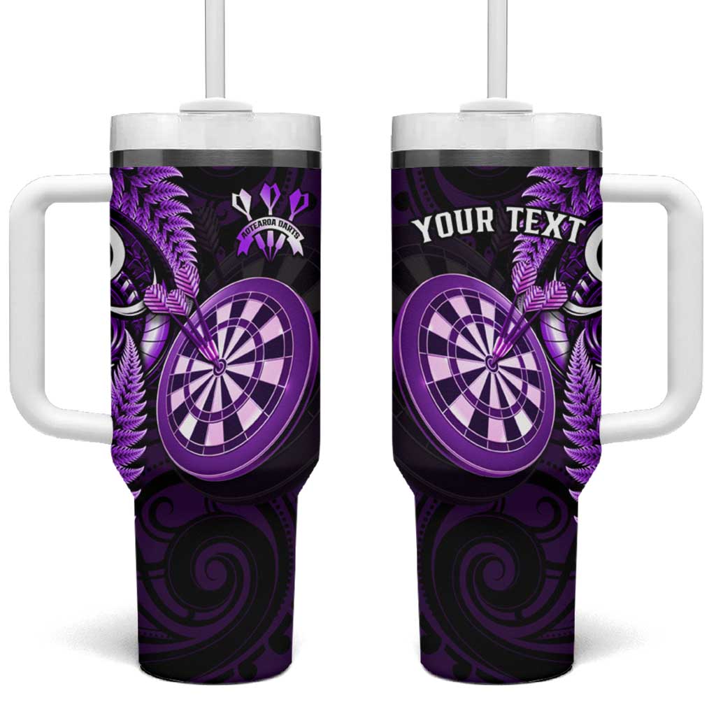 New Zealand Darts Happiness Is A Tight Threesome Maori Purple Custom Stanley Quencher 40oz Stainless Steel Tumbler With Handle