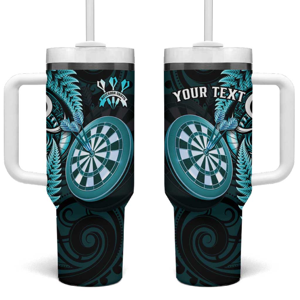 New Zealand Darts Happiness Is A Tight Threesome Maori Turquoise Custom Stanley Quencher 40oz Stainless Steel Tumbler With Handle