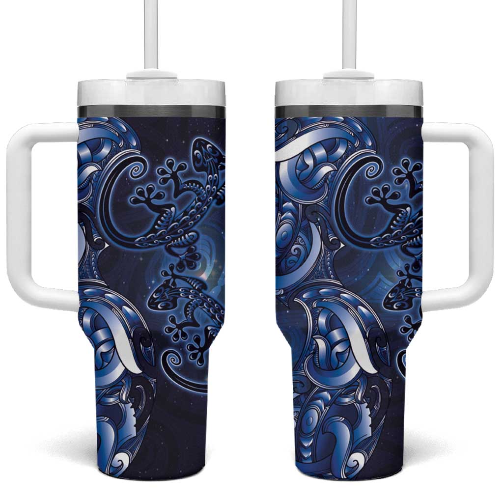 New Zealand Gecko Maori Art Tattoo Matariki Mode Custom Stanley Quencher 40oz Stainless Steel Tumbler With Handle