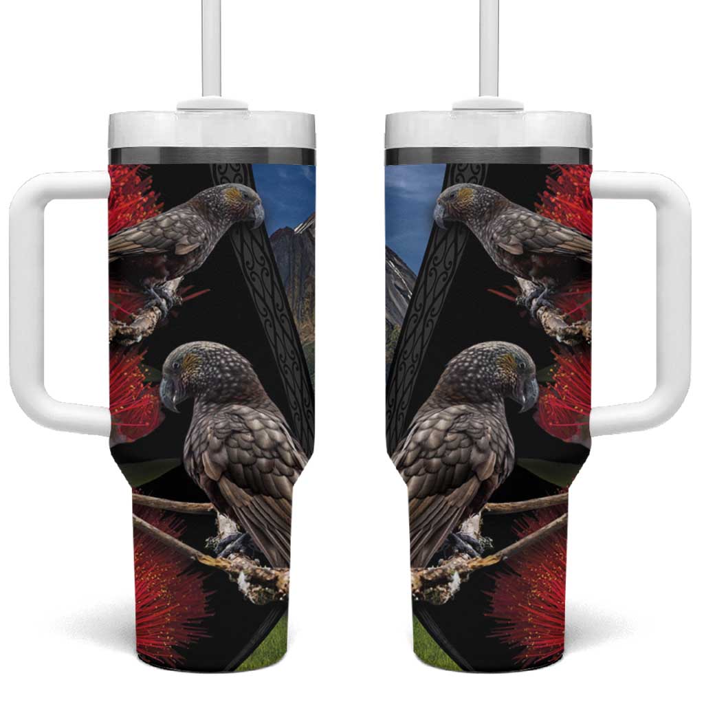 New Zealand Kea And Pohutukawa With The Mountain Landscape Custom Stanley Quencher 40oz Stainless Steel Tumbler With Handle