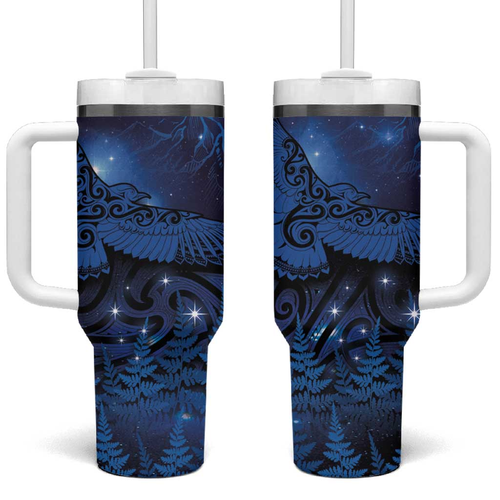 New Zealand Kea Bird Maori Tattoo and Silver Fern Matariki Custom Stanley Quencher 40oz Stainless Steel Tumbler With Handle