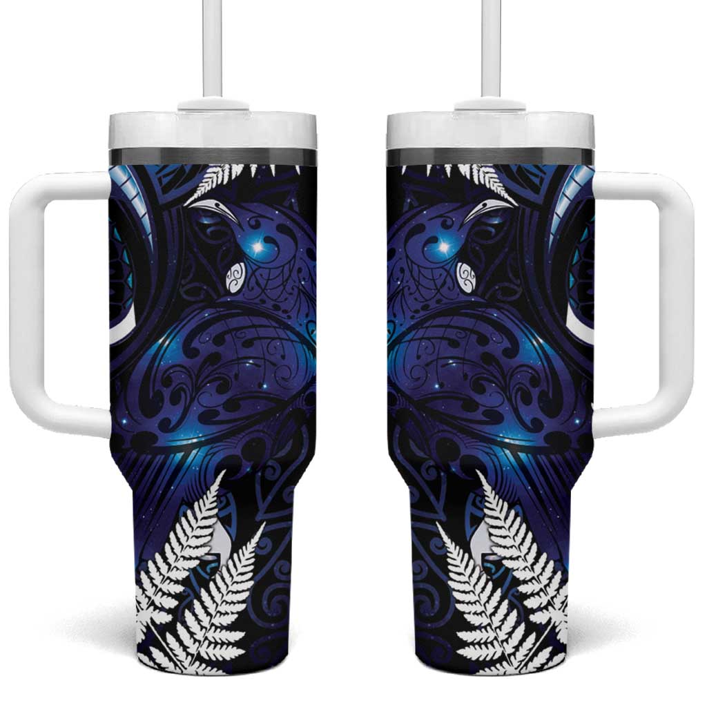 New Zealand Maori Matariki Tui Bird Galaxy Custom Stanley Quencher 40oz Stainless Steel Tumbler With Handle