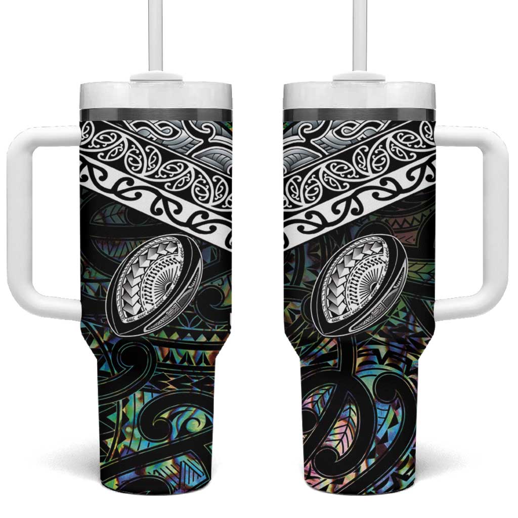 New Zealand Maori Rugby Tattoo Papua Shell Custom Stanley Quencher 40oz Stainless Steel Tumbler With Handle