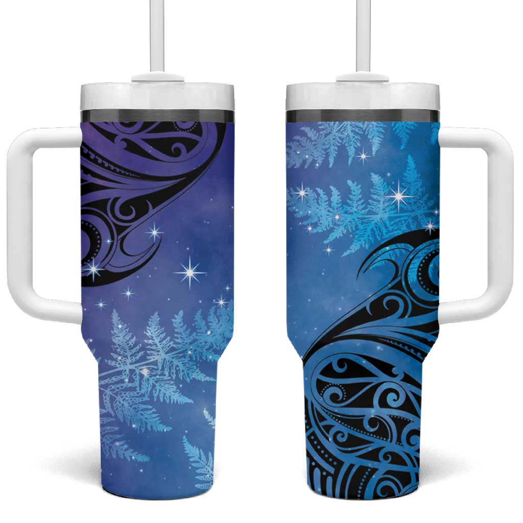 New Zealand Matariki Aotearoa Maori New Year Galaxy Maori Silver Fern Custom Stanley Quencher 40oz Stainless Steel Tumbler With Handle