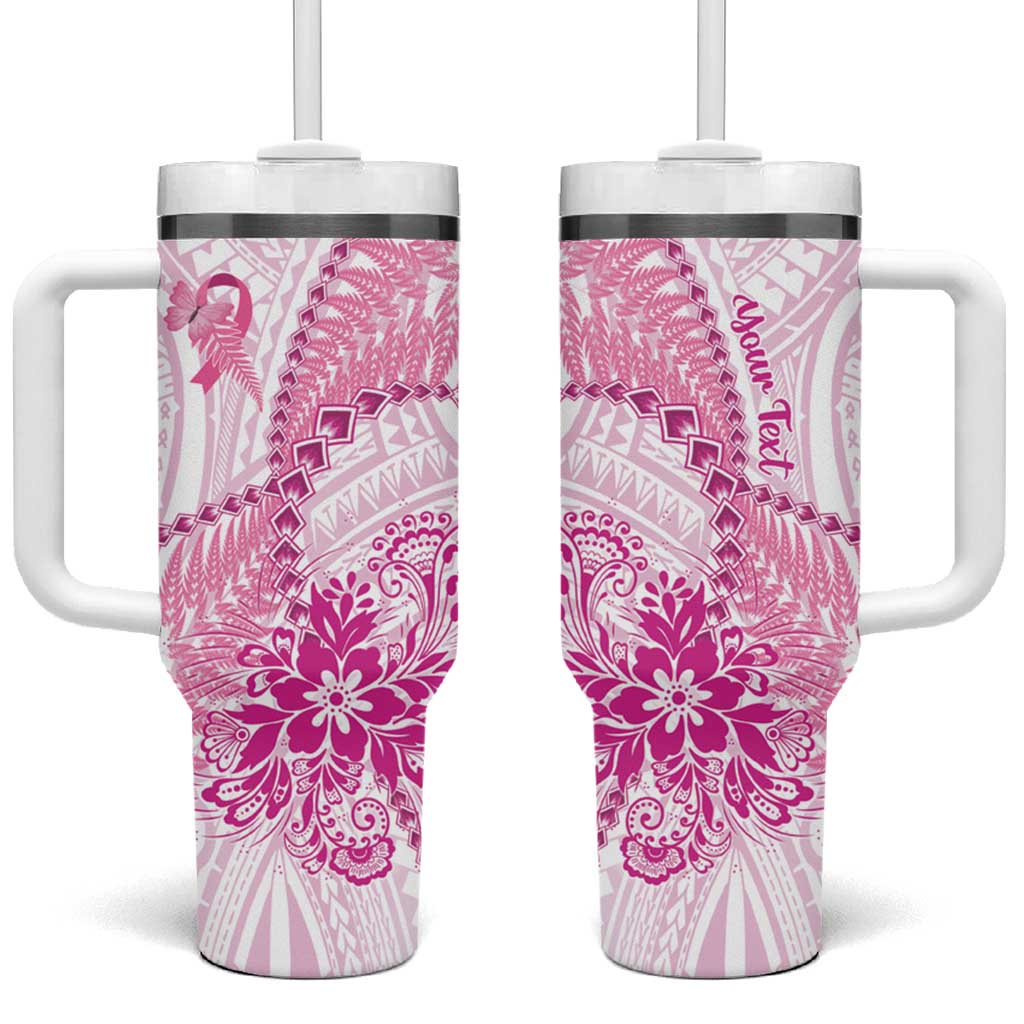 New Zealand Pink Fern Breast Cancer Polynesian Custom Stanley Quencher 40oz Stainless Steel Tumbler With Handle