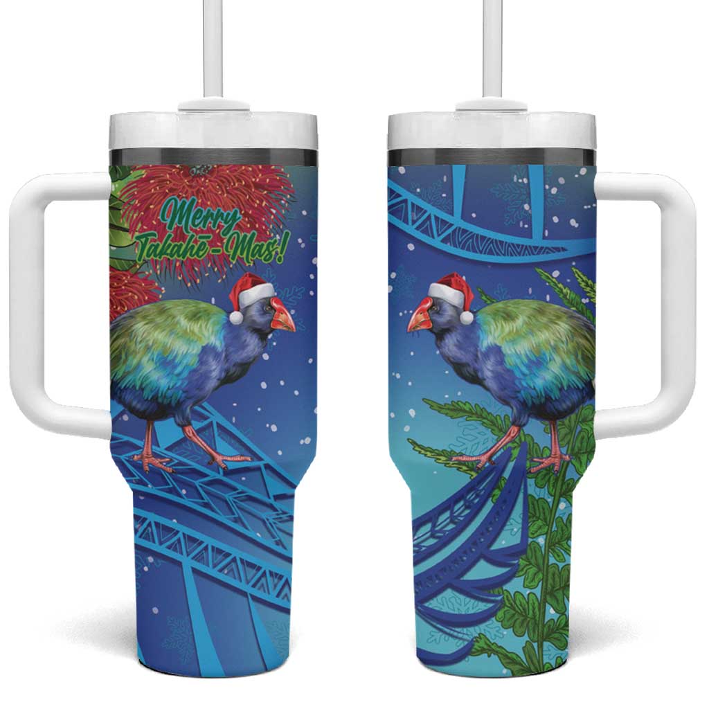 New Zealand Takahe Christmas Maori Fern Mix Pohotukawa Custom Stanley Quencher 40oz Stainless Steel Tumbler With Handle