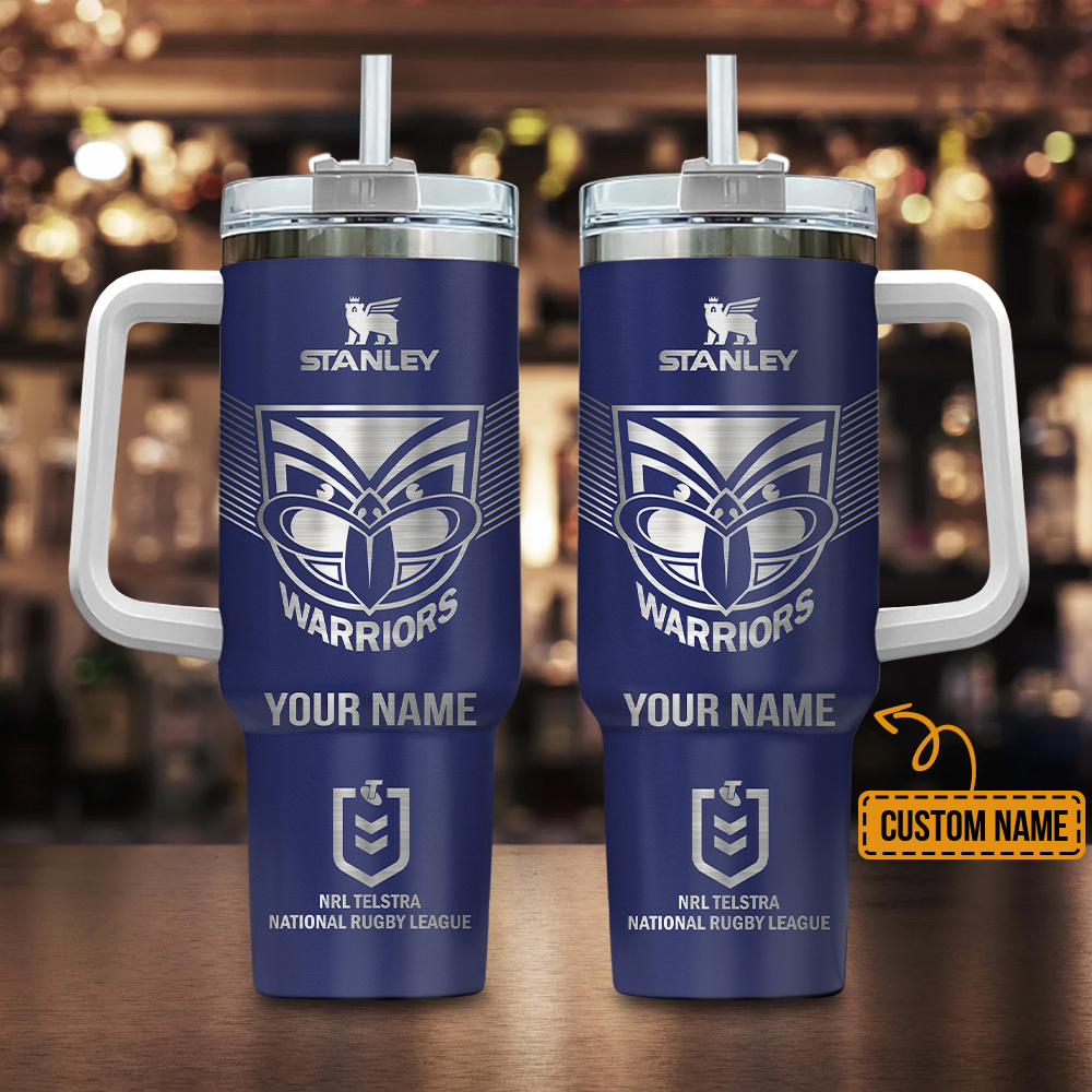 New Zealand Warriors NRL Custom Stanley Quencher 40oz Stainless Steel Tumbler With Handle