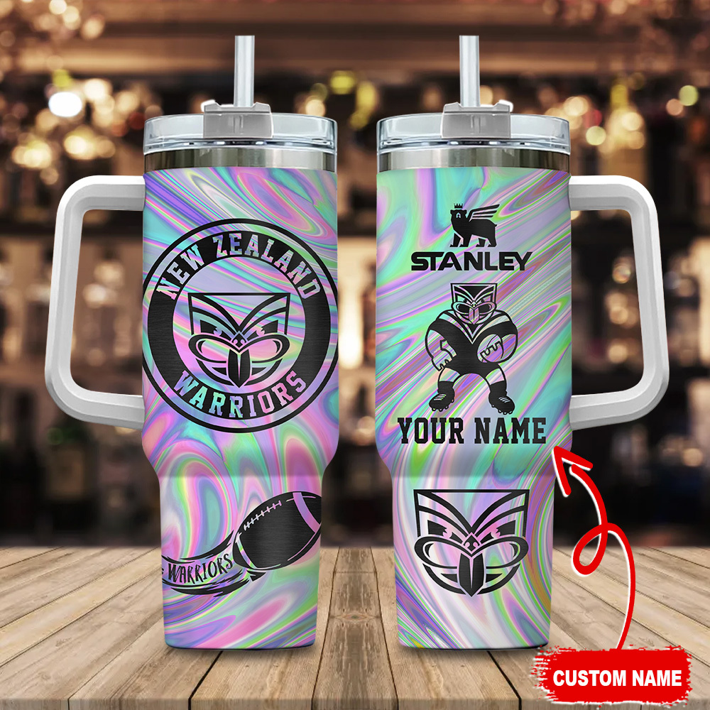 New Zealand Warriors NRL Hologram Effect Custom Stanley Quencher 40oz Stainless Steel Tumbler With Handle