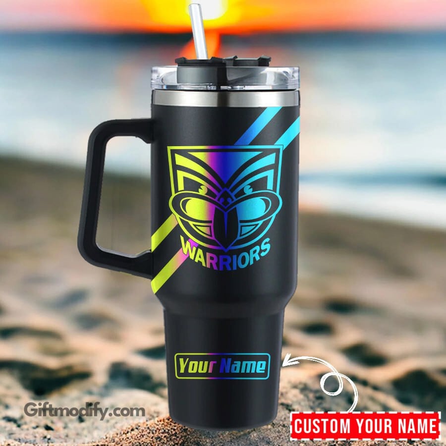 New Zealand Warriors NRL Hologram Logo Custom Stanley Quencher 40oz Stainless Steel Tumbler With Handle