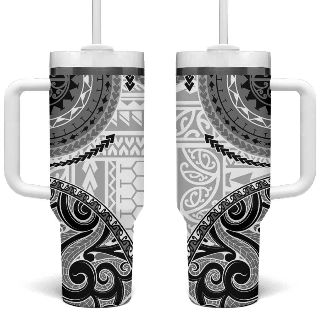 New Zealand White Maori Koru Simple Custom Stanley Quencher 40oz Stainless Steel Tumbler With Handle