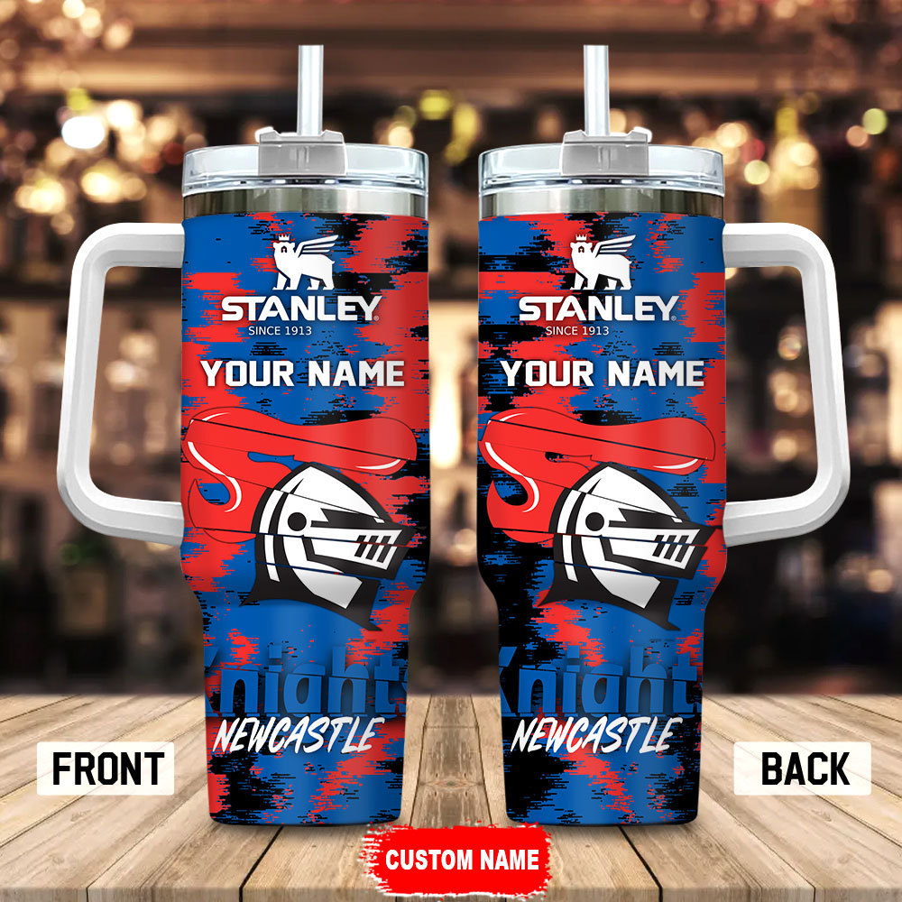 Newcastle Knights NRL Custom Stanley Quencher 40oz Stainless Steel Tumbler With Handle