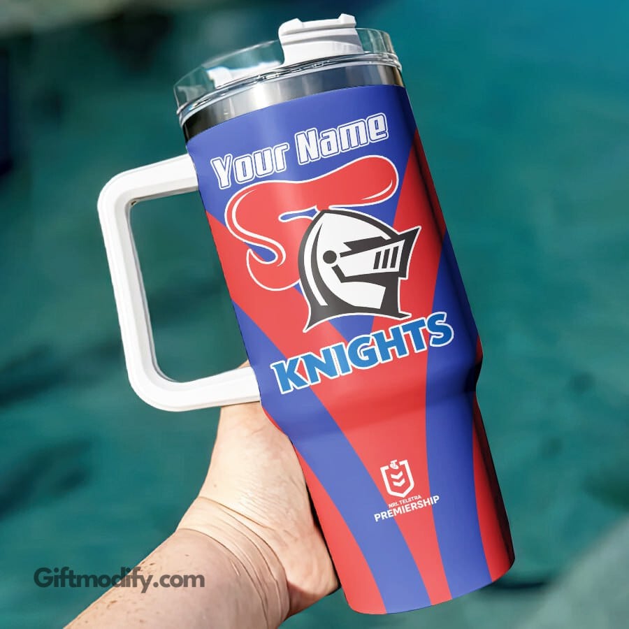 Newcastle Knights NRL Custom Stanley Quencher 40oz Stainless Steel Tumbler With Handle