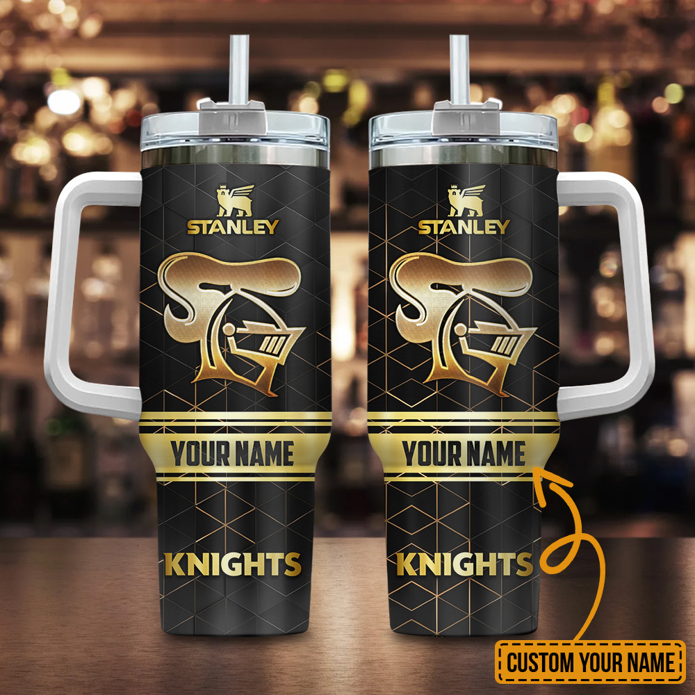 Newcastle Knights NRL Golden Logo Custom Stanley Quencher 40oz Stainless Steel Tumbler With Handle