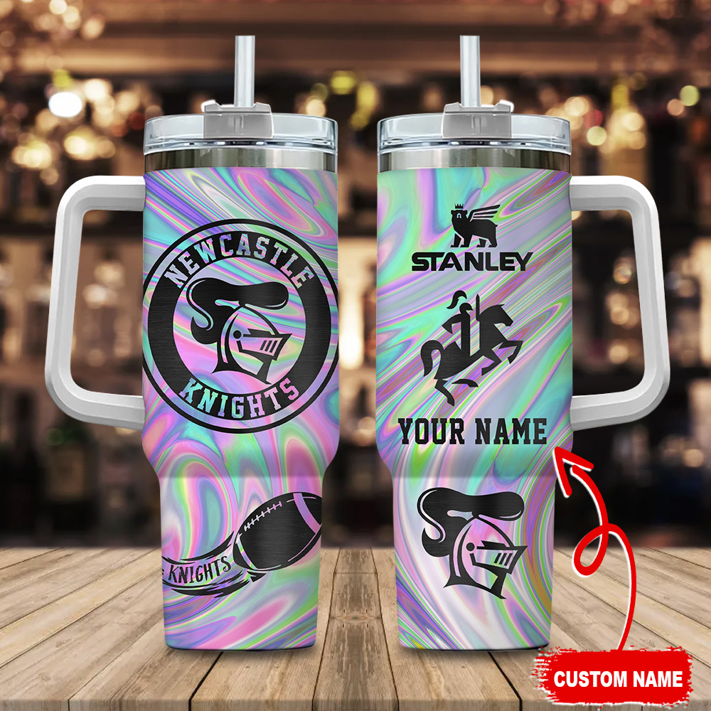 Newcastle Knights NRL Hologram Effect Custom Stanley Quencher 40oz Stainless Steel Tumbler With Handle