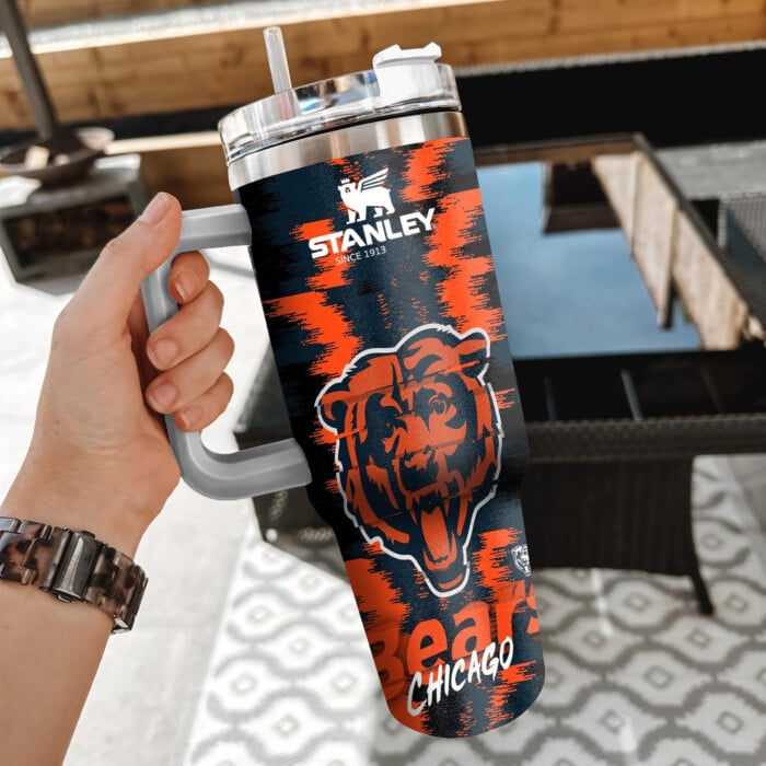 NFL Chicago Bears Custom Stanley Quencher 40oz Stainless Steel Tumbler With Handle