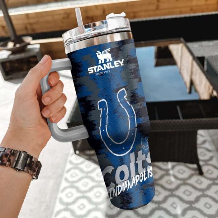 NFL Indianapolis Colts Custom Stanley Quencher 40oz Stainless Steel Tumbler With Handle