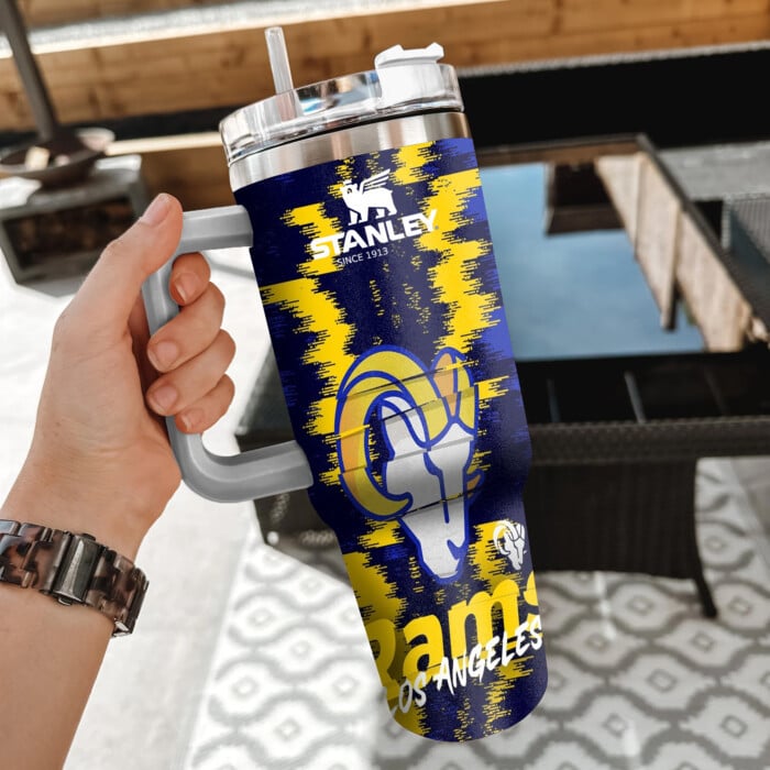 NFL Los Angeles Rams Custom Stanley Quencher 40oz Stainless Steel Tumbler With Handle