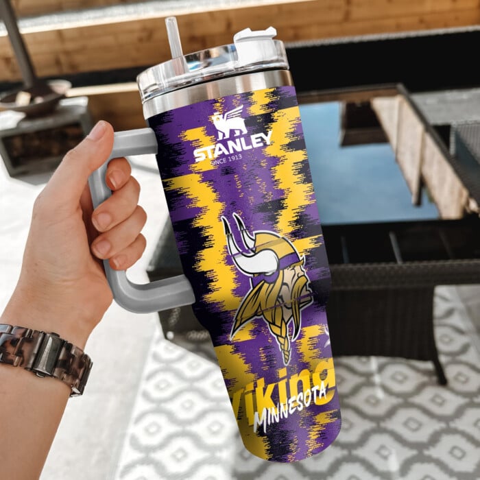 NFL Minnesota Vikings Custom Stanley Quencher 40oz Stainless Steel Tumbler With Handle