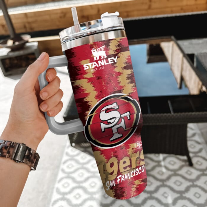 NFL San Francisco 49ers Custom Stanley Quencher 40oz Stainless Steel Tumbler With Handle