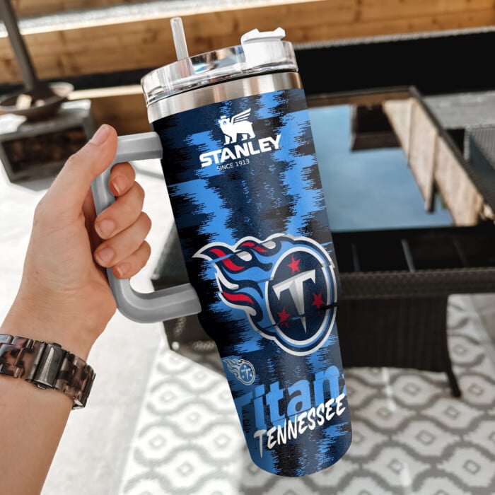 NFL Tennessee Titans Custom Stanley Quencher 40oz Stainless Steel Tumbler With Handle