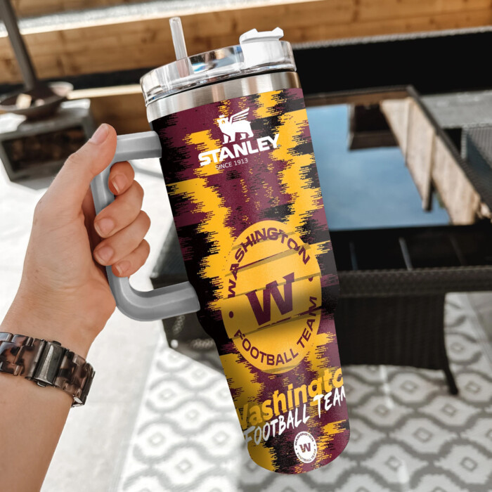 NFL Washington Commanders Custom Stanley Quencher 40oz Stainless Steel Tumbler With Handle