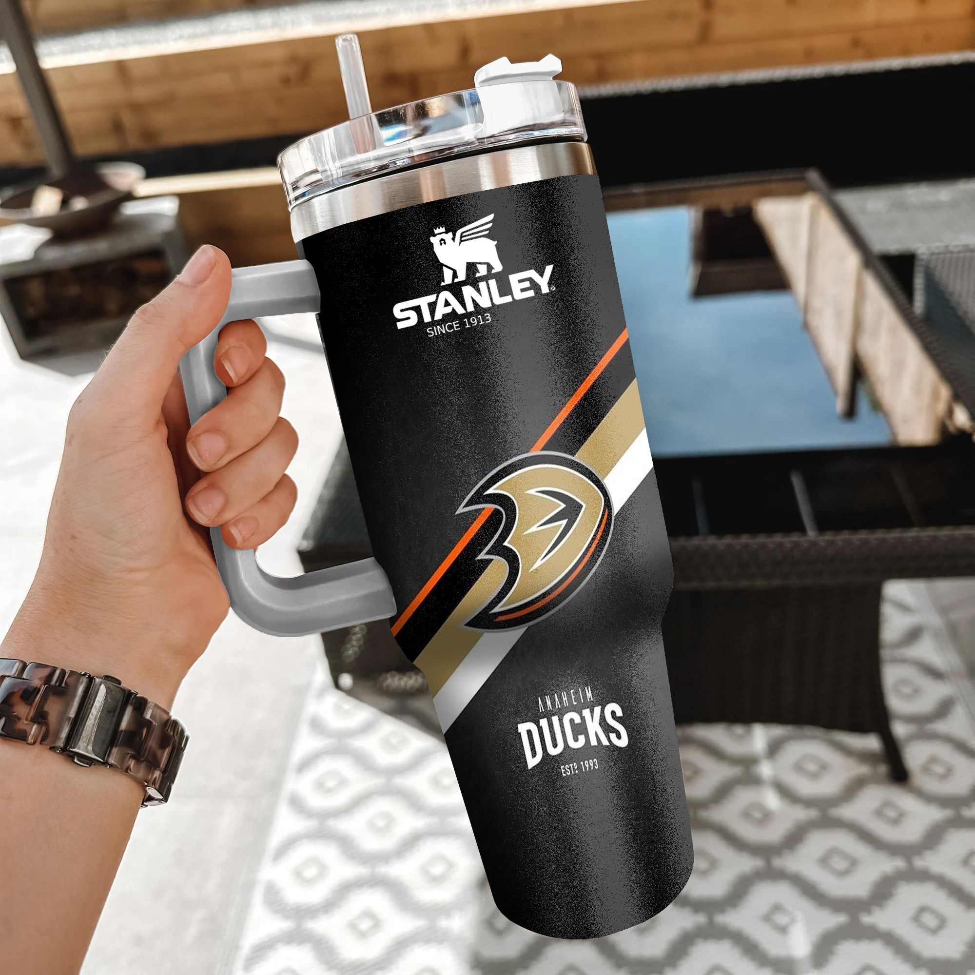 NHL Anaheim Ducks Custom Stanley Quencher 40oz Stainless Steel Tumbler With Handle