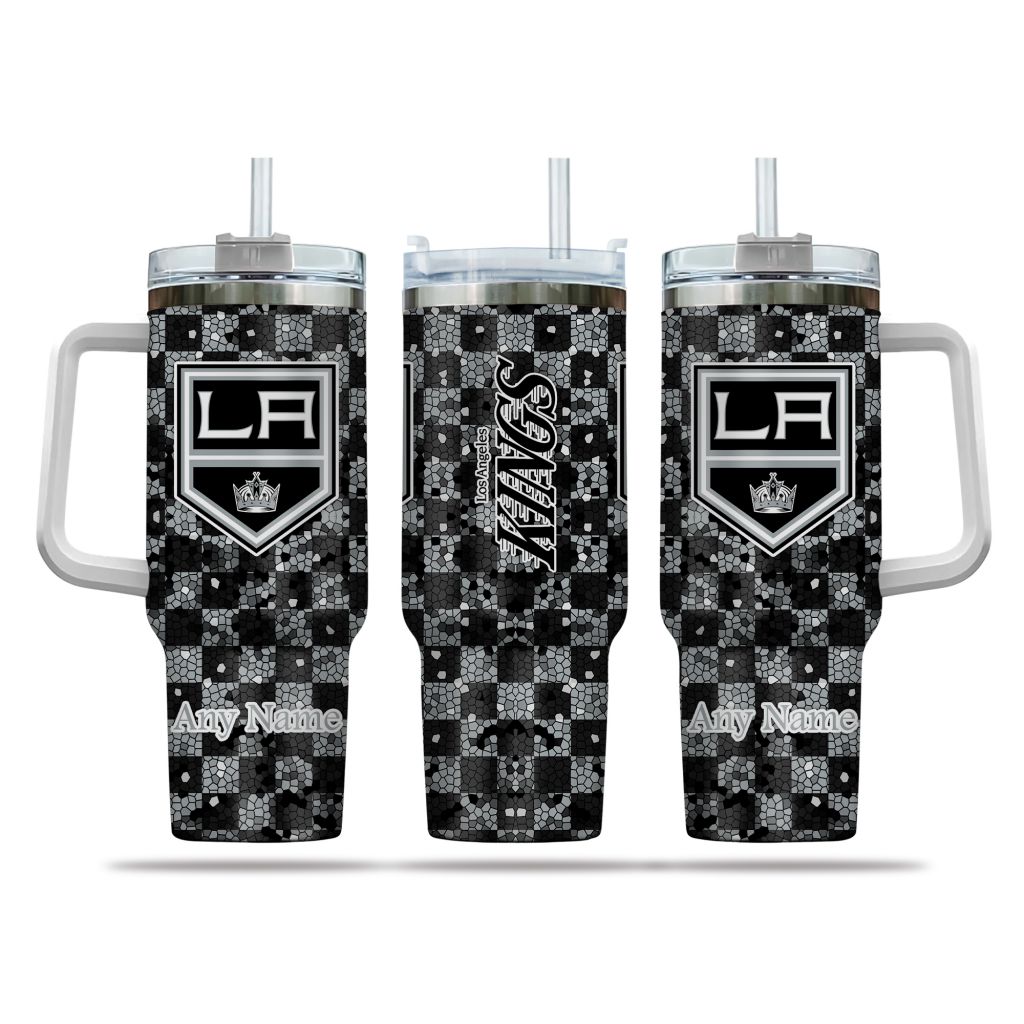 NHL Los Angeles Kings Stained Glass Effect Custom Stanley Quencher 40oz Stainless Steel Tumbler With Handle