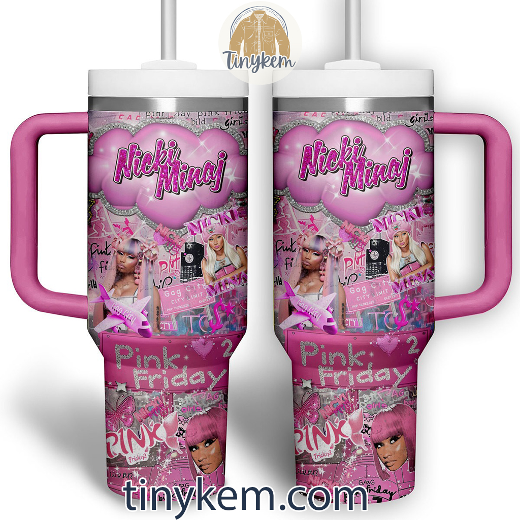 Nicki Minaj Pink Friday Music Custom Stanley Quencher 40oz Stainless Steel Tumbler With Handle