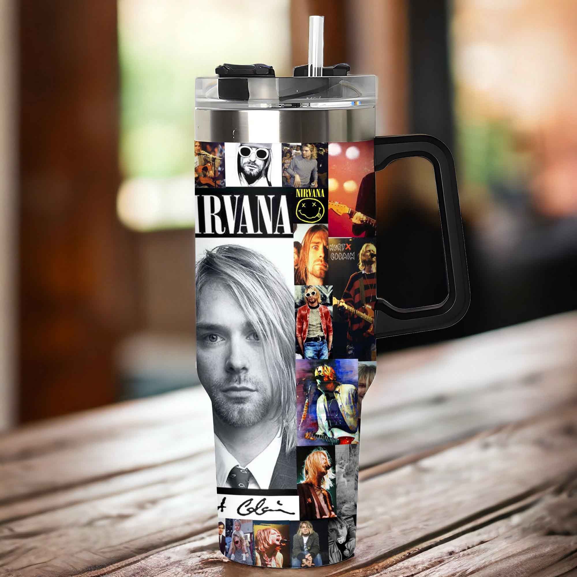 Nirvana Music Custom Stanley Quencher 40oz Stainless Steel Tumbler With Handle