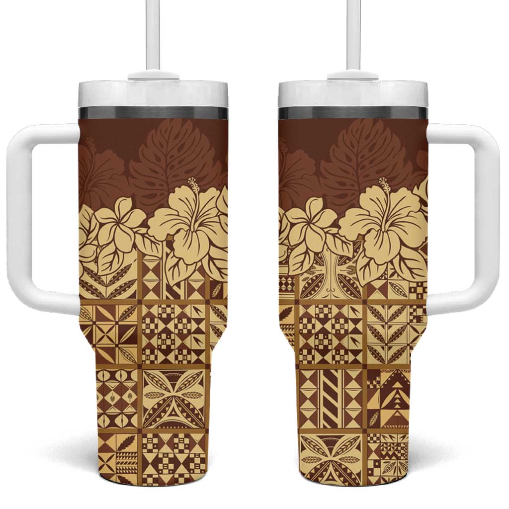 Niue Hiapo Motif Tapa Classic Custom Stanley Quencher 40oz Stainless Steel Tumbler With Handle