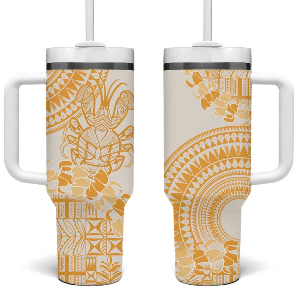 Niue Language Week The Rock Coconut Crab Siapo Gold Pastel Custom Stanley Quencher 40oz Stainless Steel Tumbler With Handle