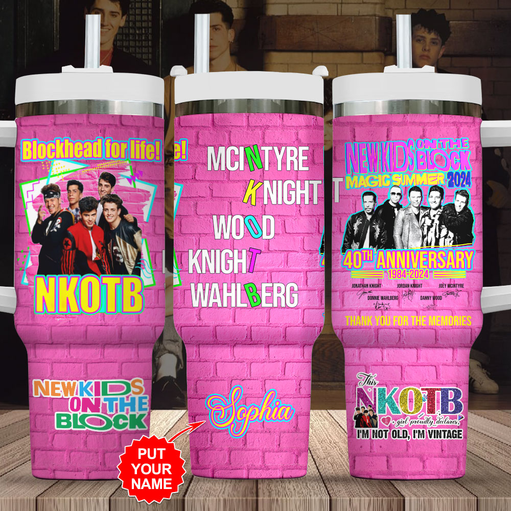 NKOTB Music Custom Stanley Quencher 40oz Stainless Steel Tumbler With Handle
