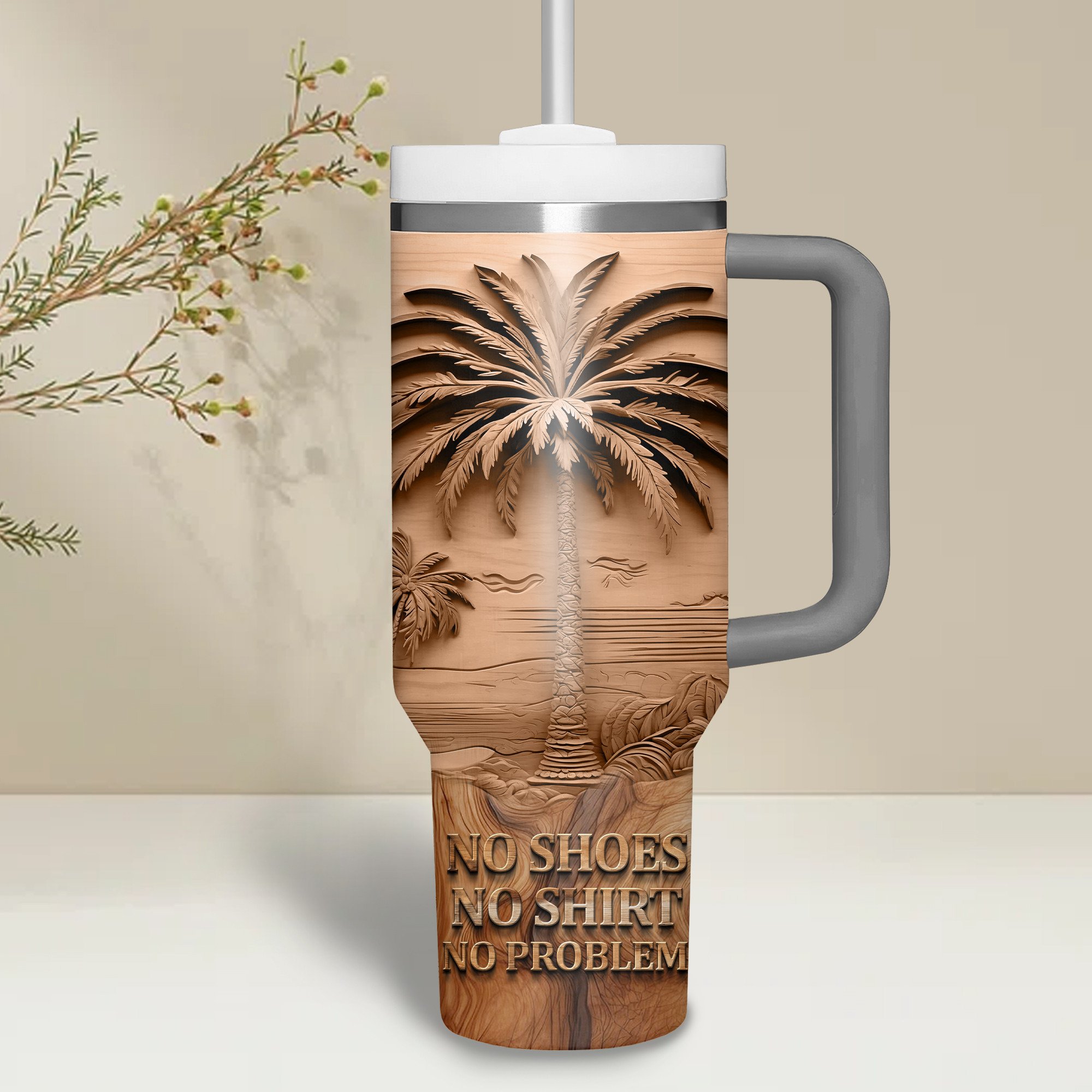 No Shoes, No Shirt, No Problems by Kenny Chesney Music Custom Stanley Quencher 40oz Stainless Steel Tumbler With Handle