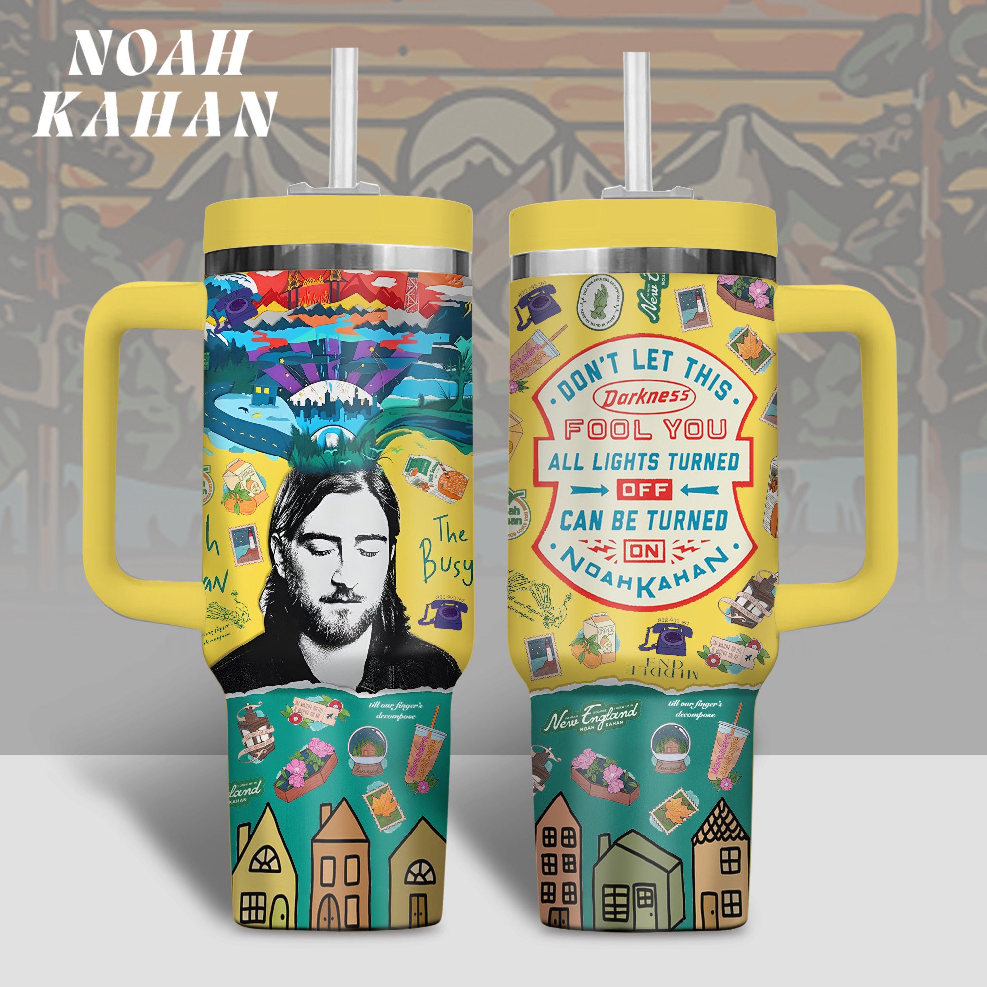 Noah Kahan Music Custom Stanley Quencher 40oz Stainless Steel Tumbler With Handle