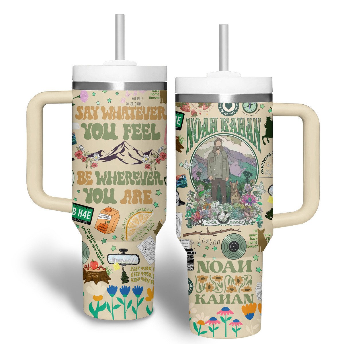 Noah Kahan Music Custom Stanley Quencher 40oz Stainless Steel Tumbler With Handle