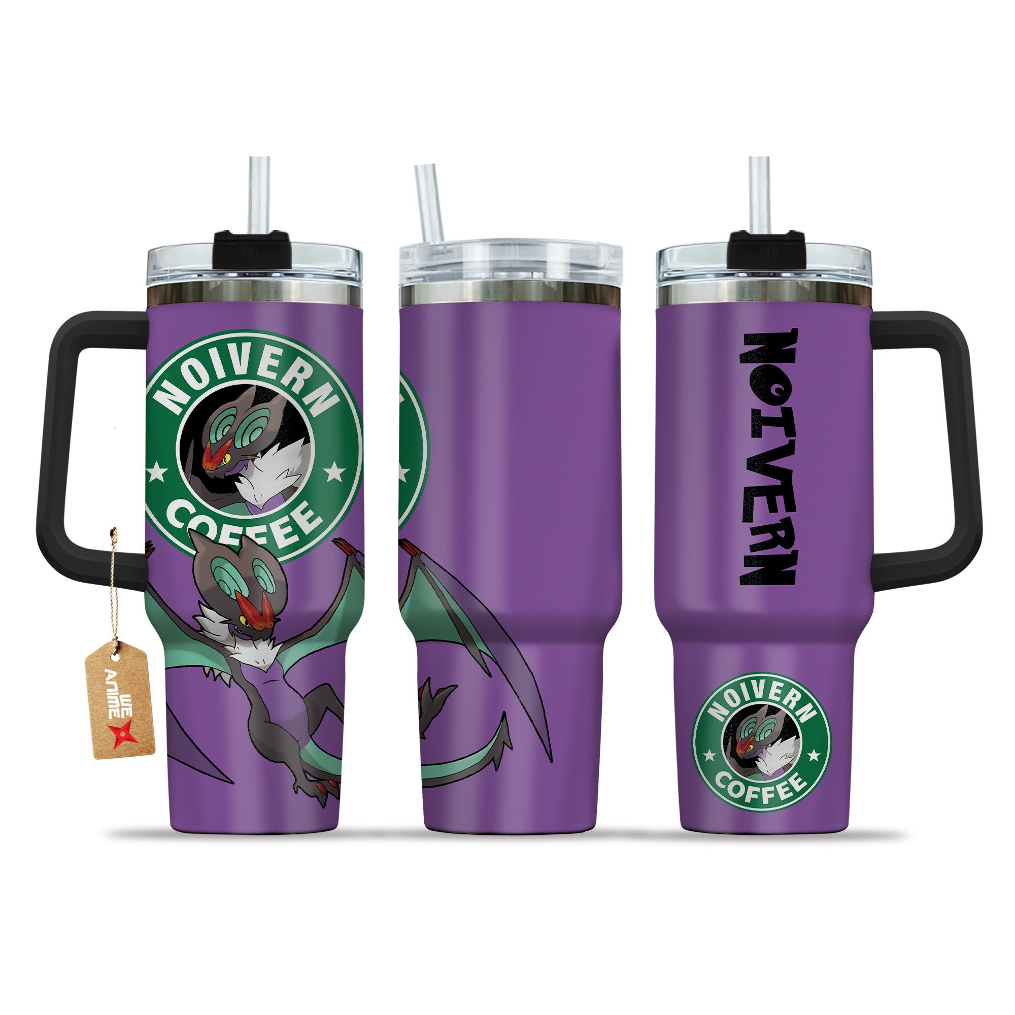 Noivern Coffee Pokemon Anime Custom Stanley Quencher 40oz Stainless Steel Tumbler With Handle