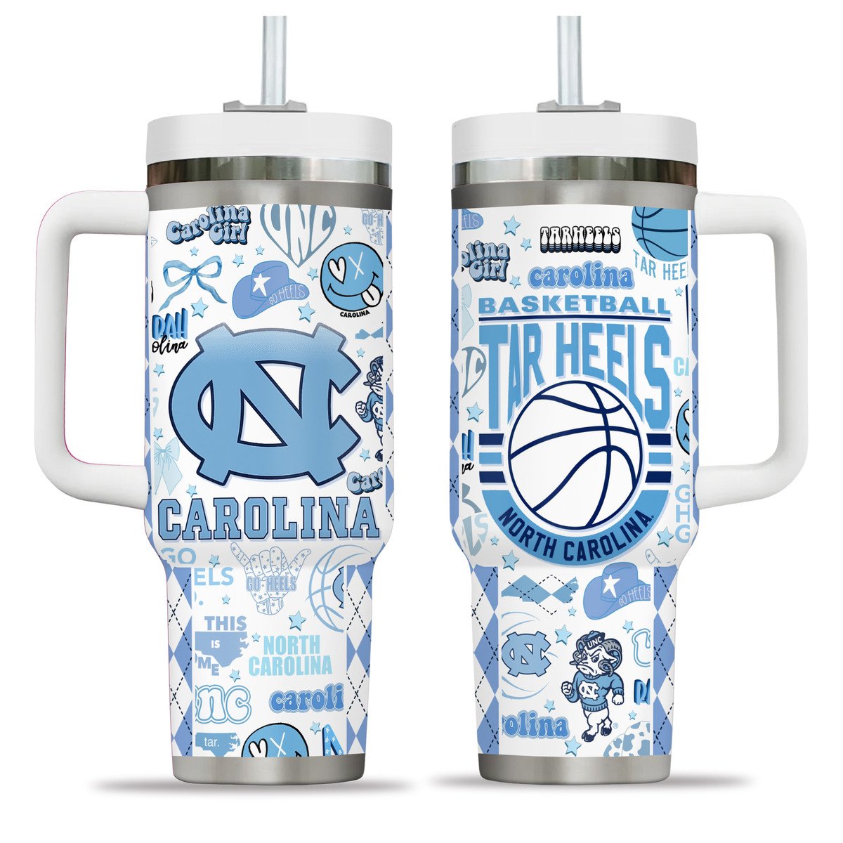 North Carolina Tar Heels basketball NCAA Custom Stanley Quencher 40oz Stainless Steel Tumbler With Handle
