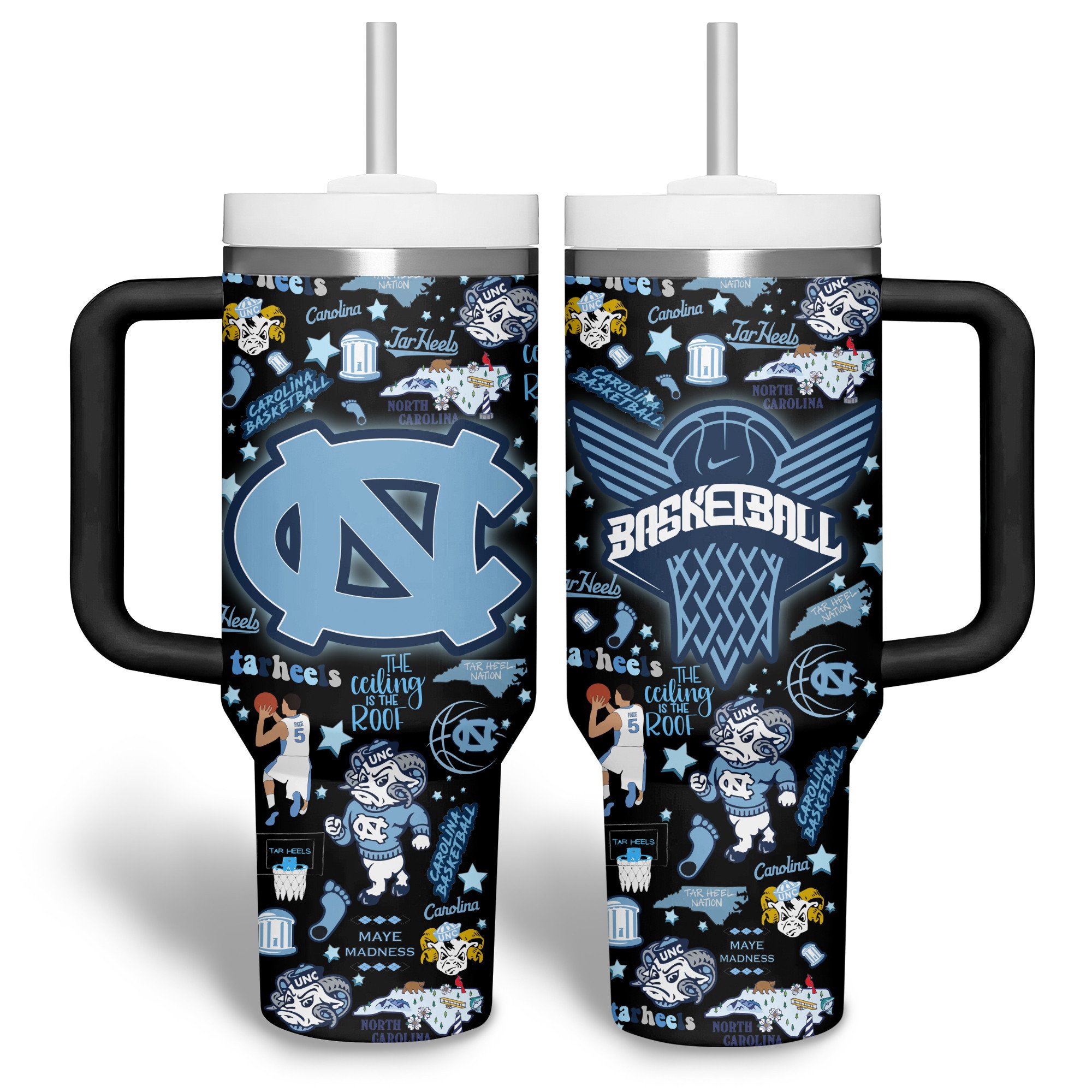 North Carolina Tar Heels basketball NCAA Custom Stanley Quencher 40oz Stainless Steel Tumbler With Handle