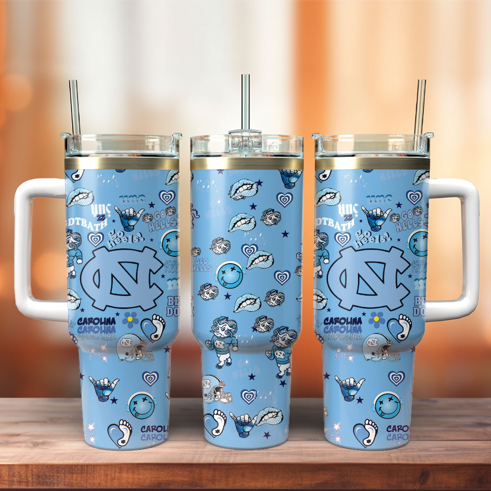 North Carolina Tar Heels Basketball NCAA Sport Custom Stanley Quencher 40oz Stainless Steel Tumbler With Handle