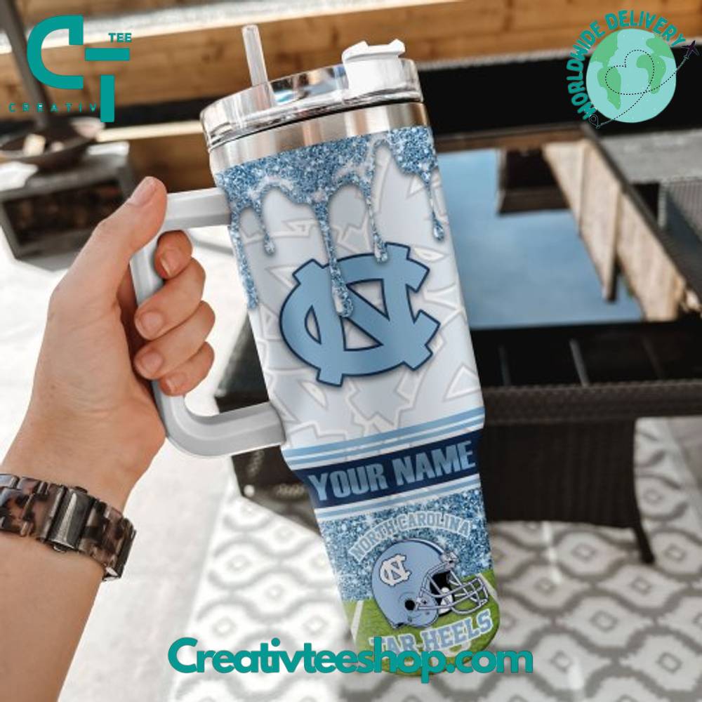 North Carolina Tar Heels NCAA Custom Stanley Quencher 40oz Stainless Steel Tumbler With Handle