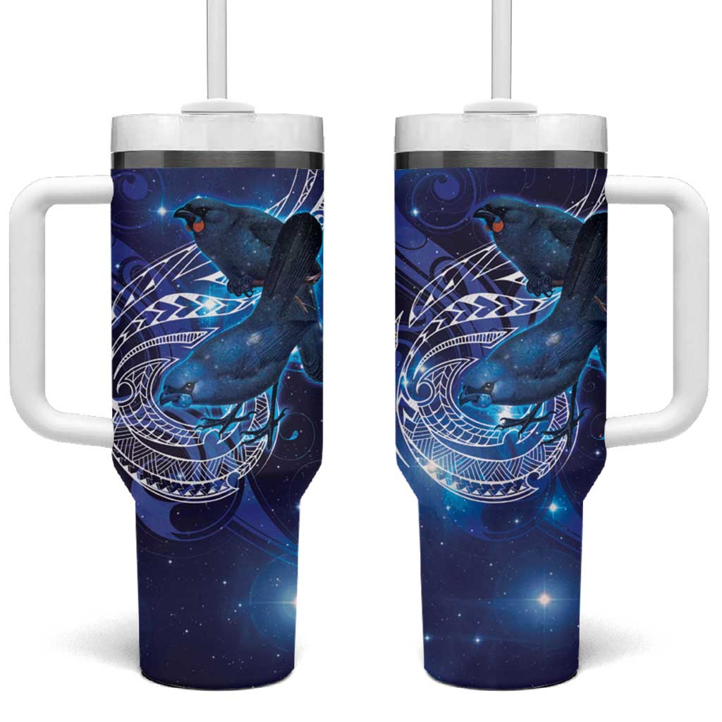 North Island Kokako and South Island Kokako New Zealand Native Bird Custom Stanley Quencher 40oz Stainless Steel Tumbler With Handle