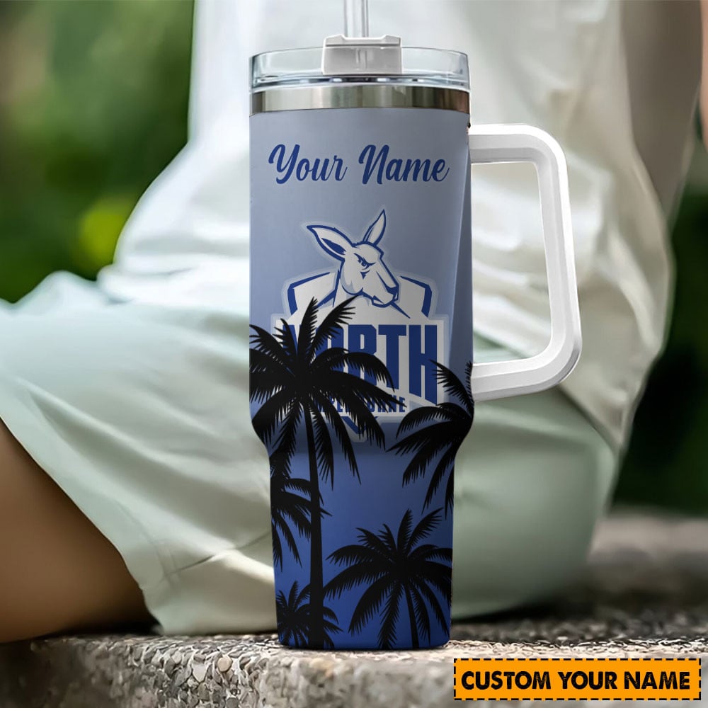 North Melbourne Kangaroos AFL Custom Stanley Quencher 40oz Stainless Steel Tumbler With Handle